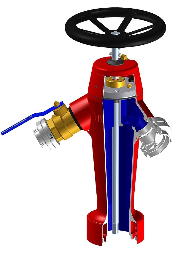Modello in sezione parte superiore idrante Costruzione speciale Modello in sezione parte superiore idrante Costruzione speciale