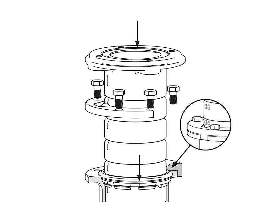 UT-Radial und UT-DA Bild: Hydranten-Unterteil Höhe Verstellung Step2