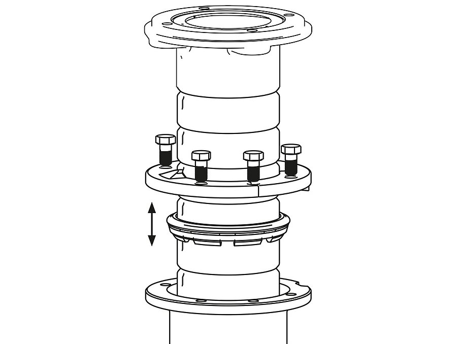 UT-Radial und UT-DA Bild: Hydranten-Unterteil Höhe Verstellung Step1